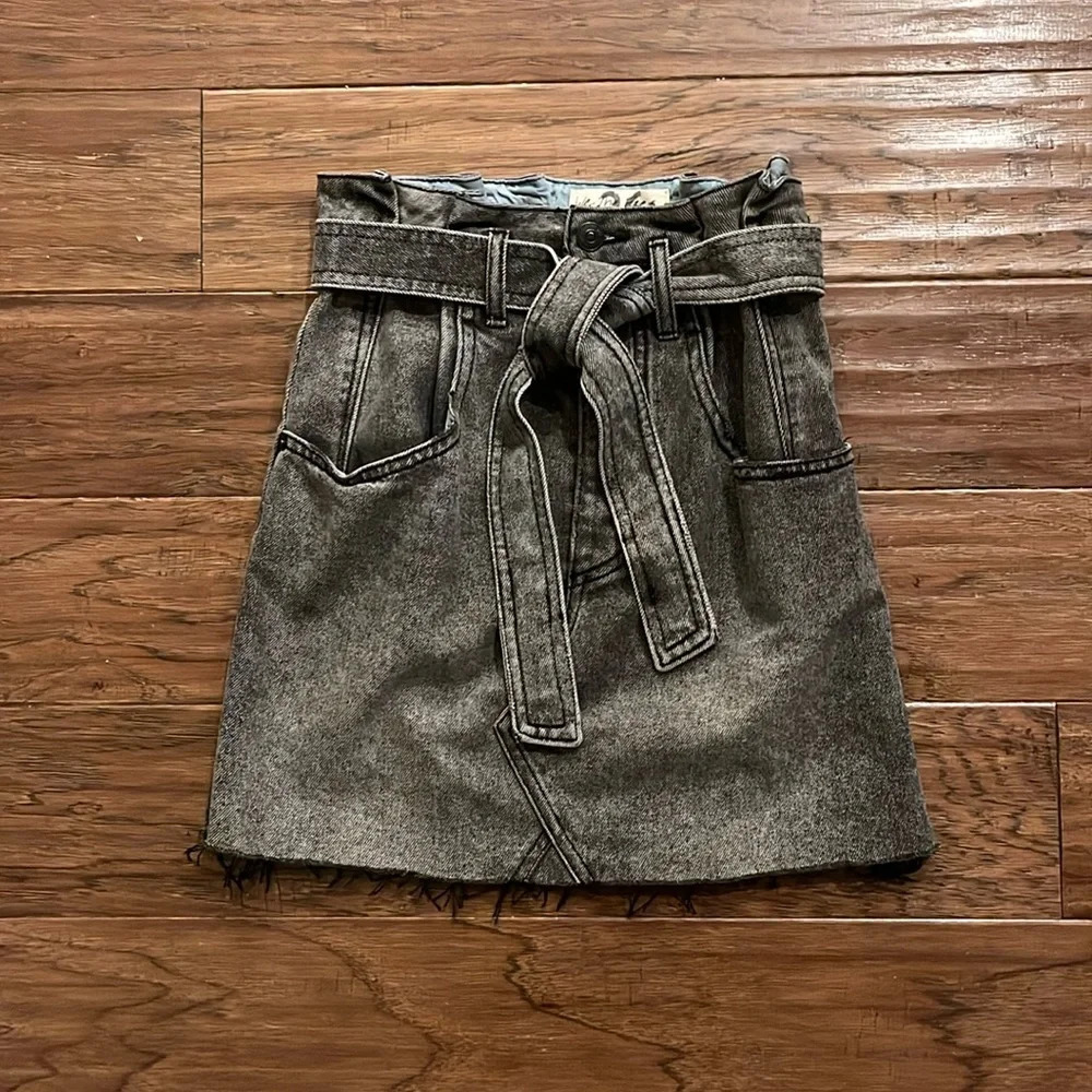 We The Free Black Denim Mini Skirt with Tie Size 26